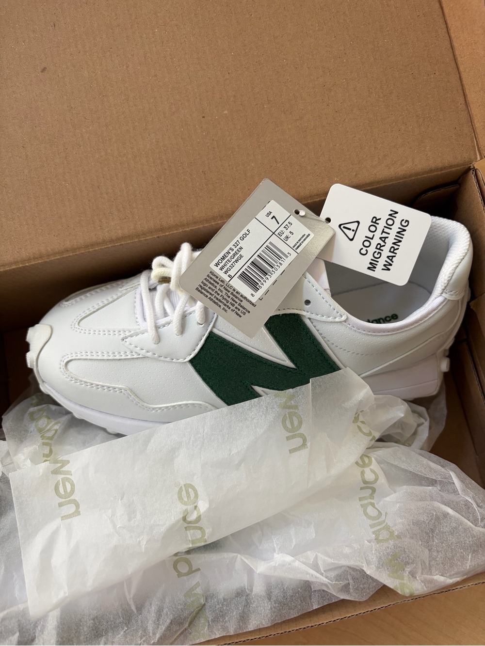 NWT New Balance Women White Sneakers with Green Accent
